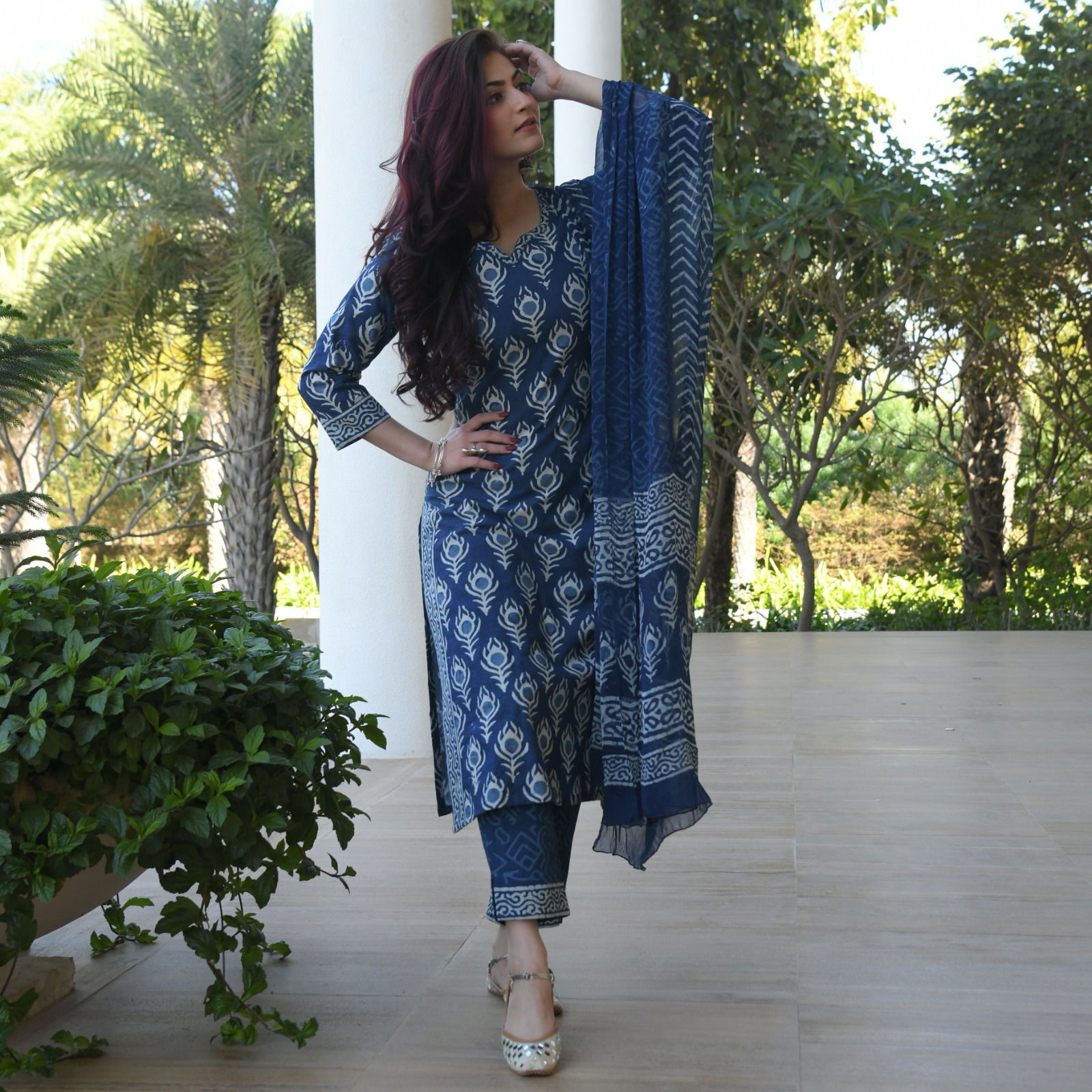 Indigo Blue By Dhruvi Printed Kurti With Bottom Dupatta Catalog